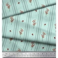 thumbnail image 3 of Soimoi Green polyester Crepe Fabric Red Berries & Stripe Print Fabric by Yard 52 Inch Wide, 3 of 3