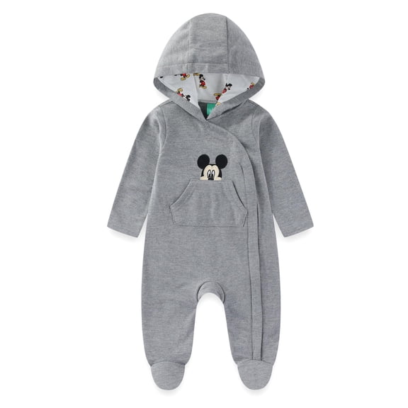 Disney Mickey Mouse Long Sleeve Hooded Coverall Footies Romper (Baby Boys), Sizes 3M-9M