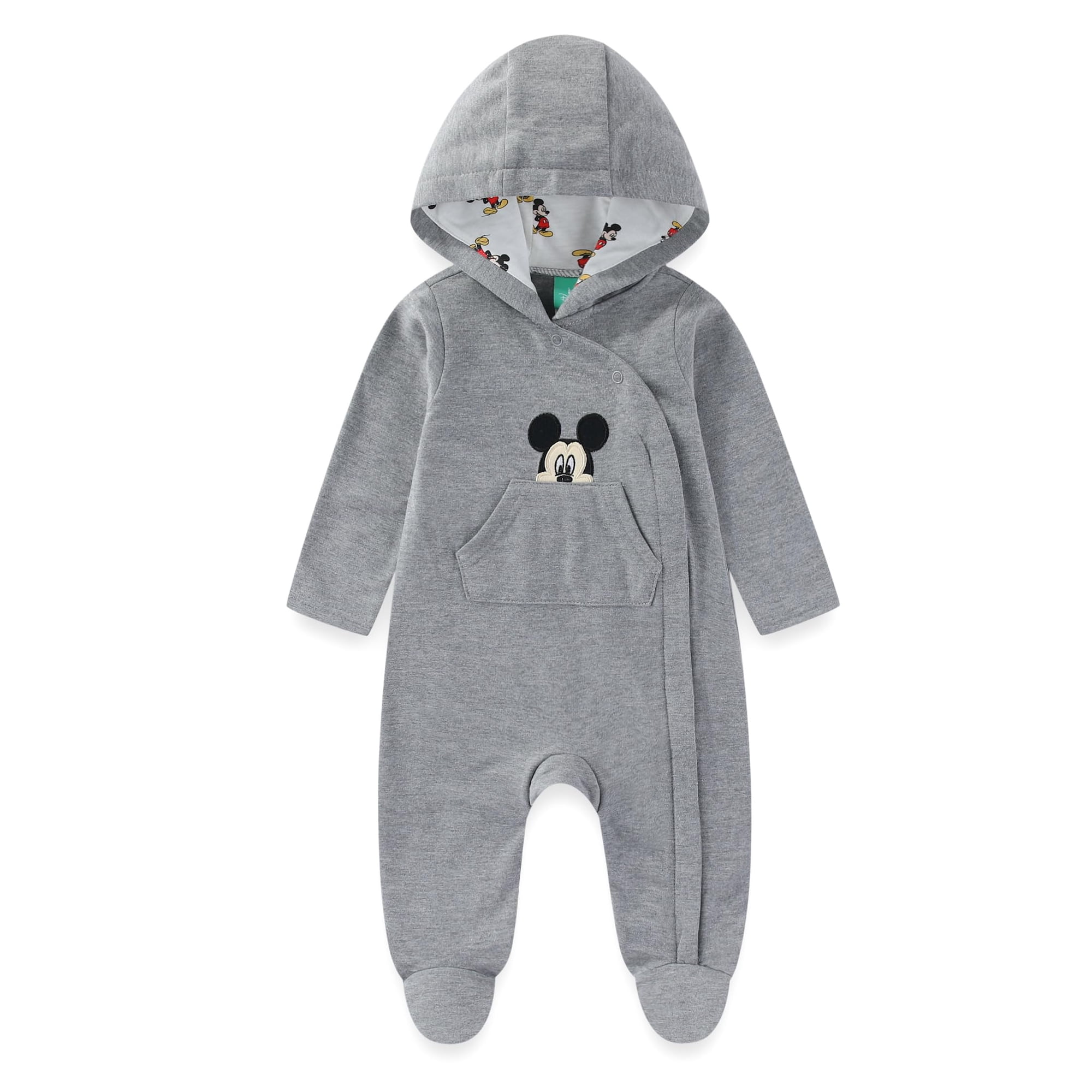 Disney Mickey Mouse Long Sleeve Hooded Coverall Footies Romper (Baby Boys), Sizes 3M-9M