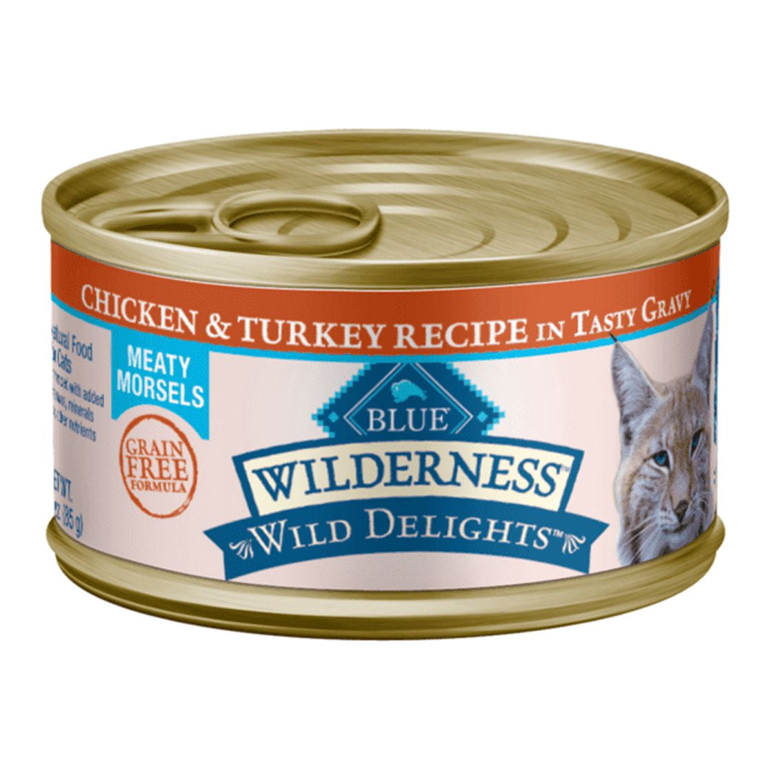 (24 pack) Blue Buffalo Wilderness Wild Delights Grain Free Wet Cat Food, Chicken & Turkey, 3oz Can