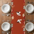 thumbnail image 4 of Table Runner 70 Inches Long for Kitchen Dining, Red Crane Dresser Scarf Farmhouse, Dining Table Decorations for Wedding/Parties, Vintage Red Teal Spring Floral Botanical 13 x 70 In, 4 of 8