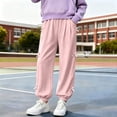 thumbnail image 5 of Ashirexll Girls Pants Elastic Waist Side Bow Knot Cuffed Pants Lightweight Breathable Loose Pants for 5-15 Years, 5 of 6