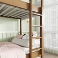 thumbnail image 4 of Twin Over Twin Bunk Bed, Upholstered Bunk Bed Frame with Ladder, Safety Guardrails, Rubber Wooden, Teddy Fleece Fabric Headboard and Footboard, Natural, 4 of 7