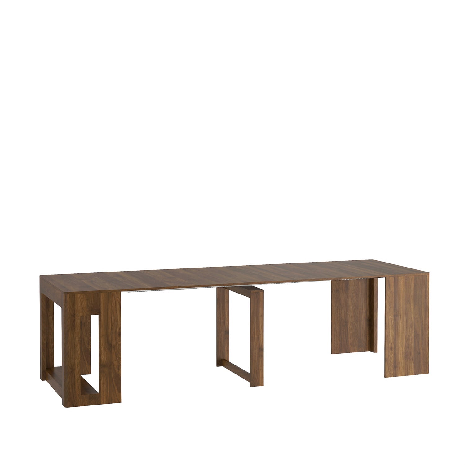 Hommoo Extendable Foldable Dining Table for 1-10 People, Multifunctional Wooden Rectangle Expandable Console Table, for Kitchen Living Meeting Room, Brown