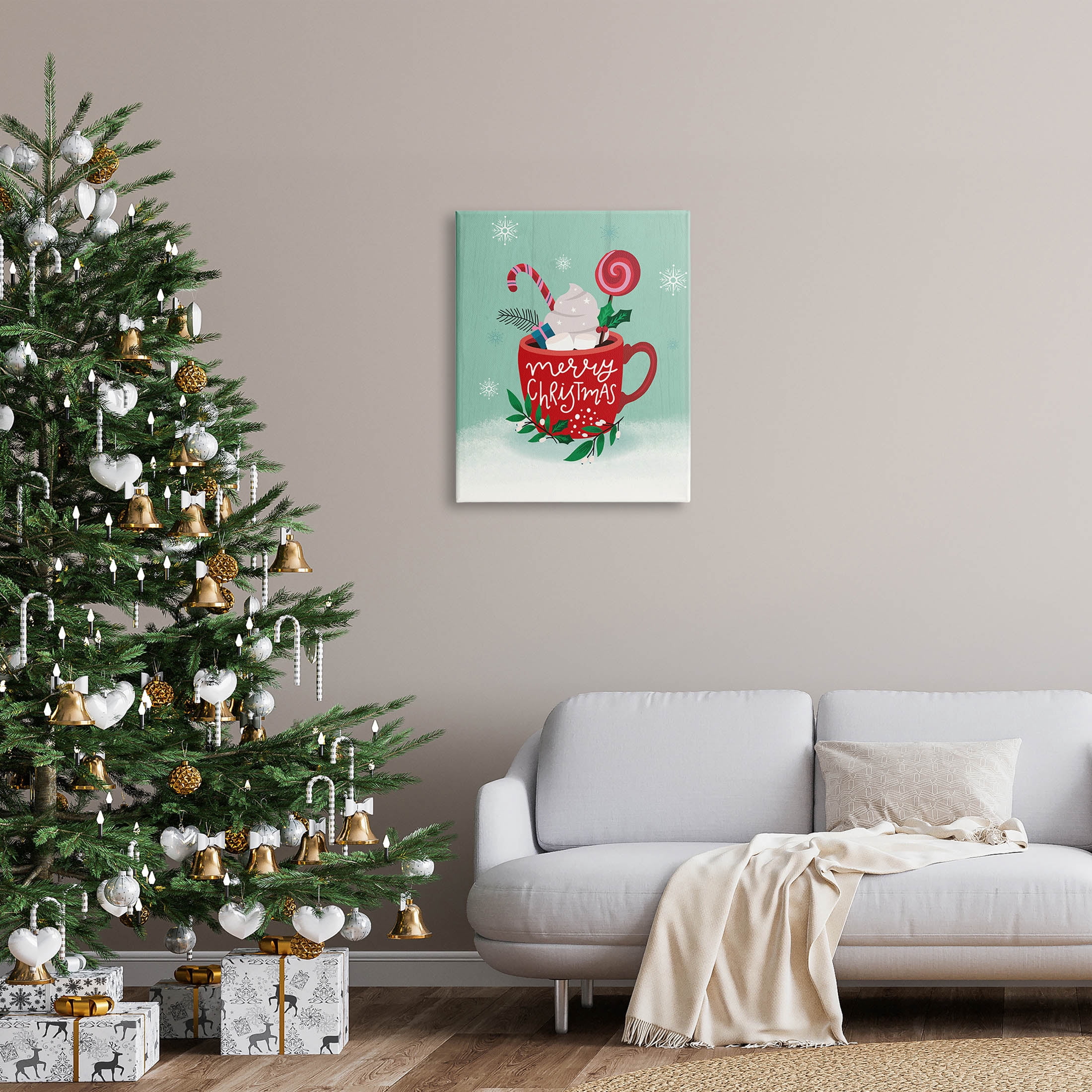 Merry Christmas Warm Cocoa Holiday Graphic Art Gallery Wrapped Canvas Print Wall Art