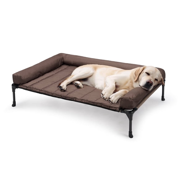 Veehoo Cooling Elevated Dog Bed   Waterproof Removable Pillow-Top Mat, Dog Sofa Bed, Large, Brown