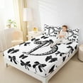 thumbnail image 4 of Feelyou Leopard Print Letter Twin Sheet Sets, Fashion Bowknot Monogrammed D Twin Fitted Sheet, Cool Girl Ribbon Flat Sheet, Luxury Bedroom Decor, 3-Piece, 4 of 7