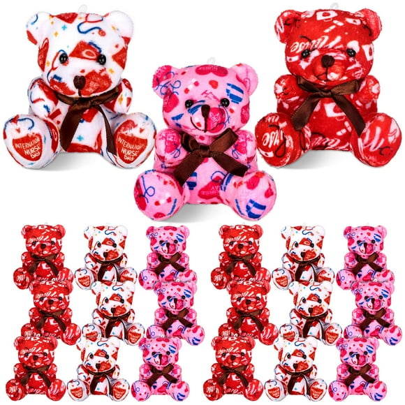 18 Pcs Nurse Week Appreciation Gifts Stuffed Bears - Small Nurses Day Plush Bear 4 Inch Mini Plush Animals with Syringe Stethoscope First Aid Kit Pattern for Nurse Graduates