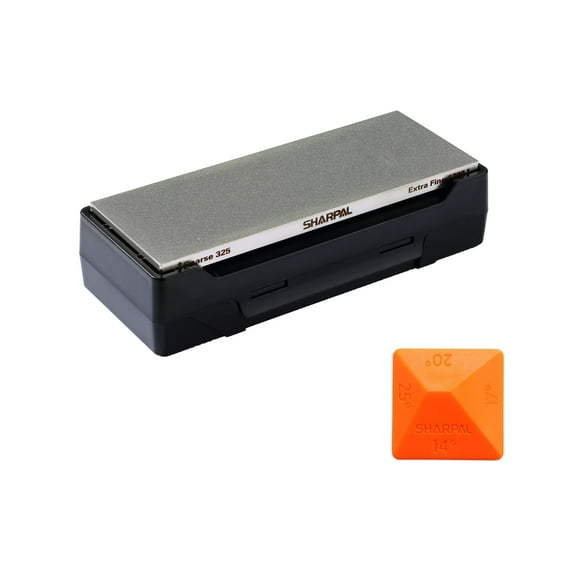 Sharpal 162N Dual-Grit Diamond Whetstone with Non-Slip Base and Angle Guide, Coarse 325/Extra Fine 1200 Grit Knife Sharpener