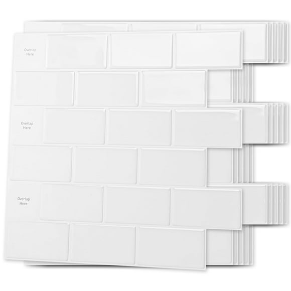 Art3d 10-Sheet Peel and Stick Backsplash Tile for Kitchen, Textured Self-Adhesive Subway Wall Tile for Kitchen Bathroom Laundry Room, Enhanc
