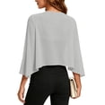 thumbnail image 6 of LEKODE Short Sleeve Cropped Open Front Bolero Shrug, Chiffon Fabric Womens Party Dress Outer Top B White M, 6 of 6