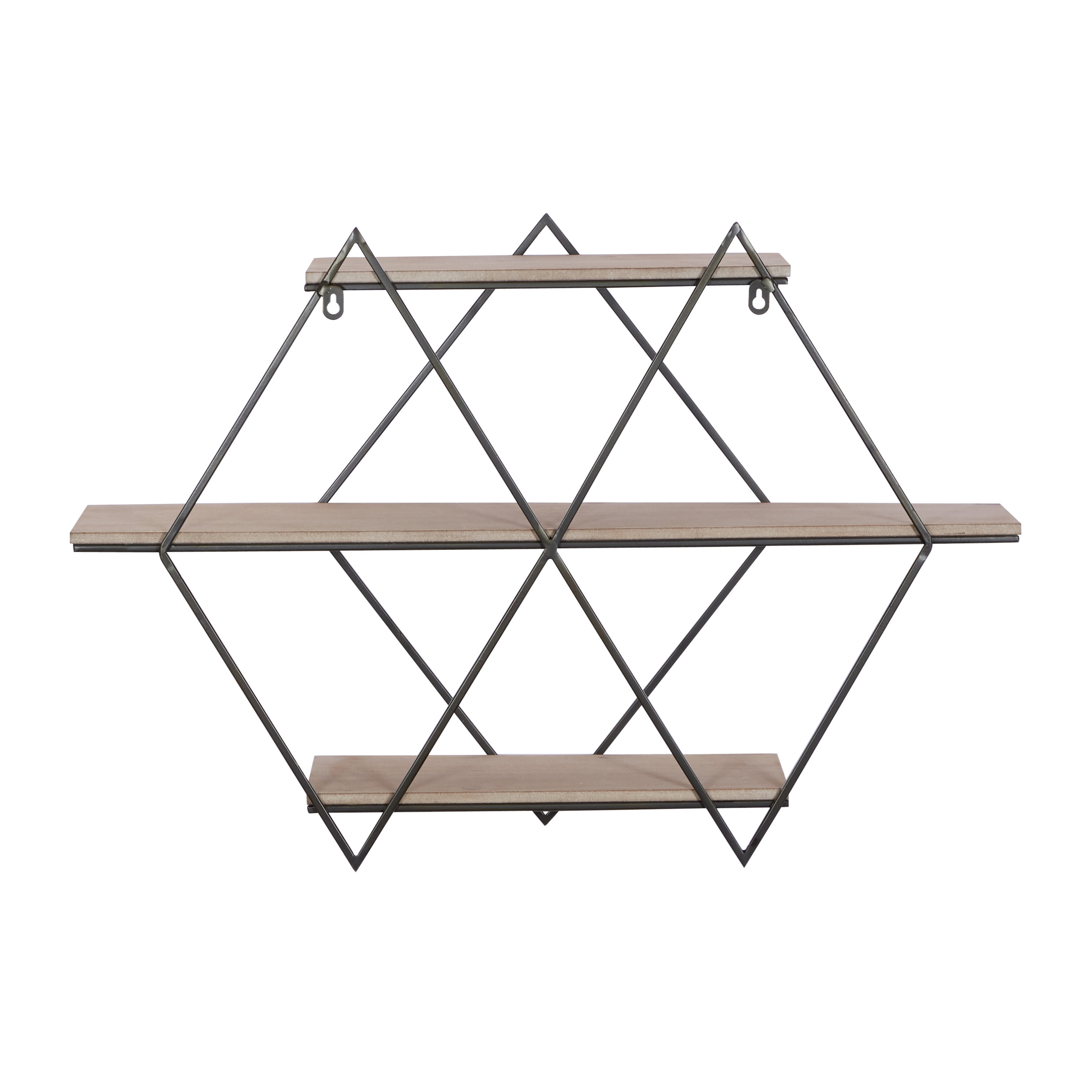 DecMode Brown Wood Contemporary Wall Shelf