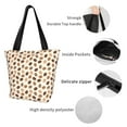 thumbnail image 4 of Salouo Cute Coffee Bean Print for Shoppers Tote for Women Foldable Handbags with Big Capacity Casual One-Shoulder Shopping Bag Hobo Bags Fit for Office/Shopping/Park, 4 of 6