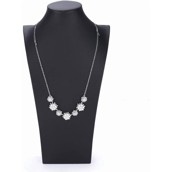Black Leatherette Necklace Pendant Chain Jewelry Bust Display Holder Stand (H15.34)