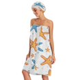 thumbnail image 3 of 3-Piece Bathroom Towel Set with Bath Towel, Quick-Dry Hair Cap and Hair Turban for Bath Yoga Beach Colorful Starfish Pattern, 3 of 6