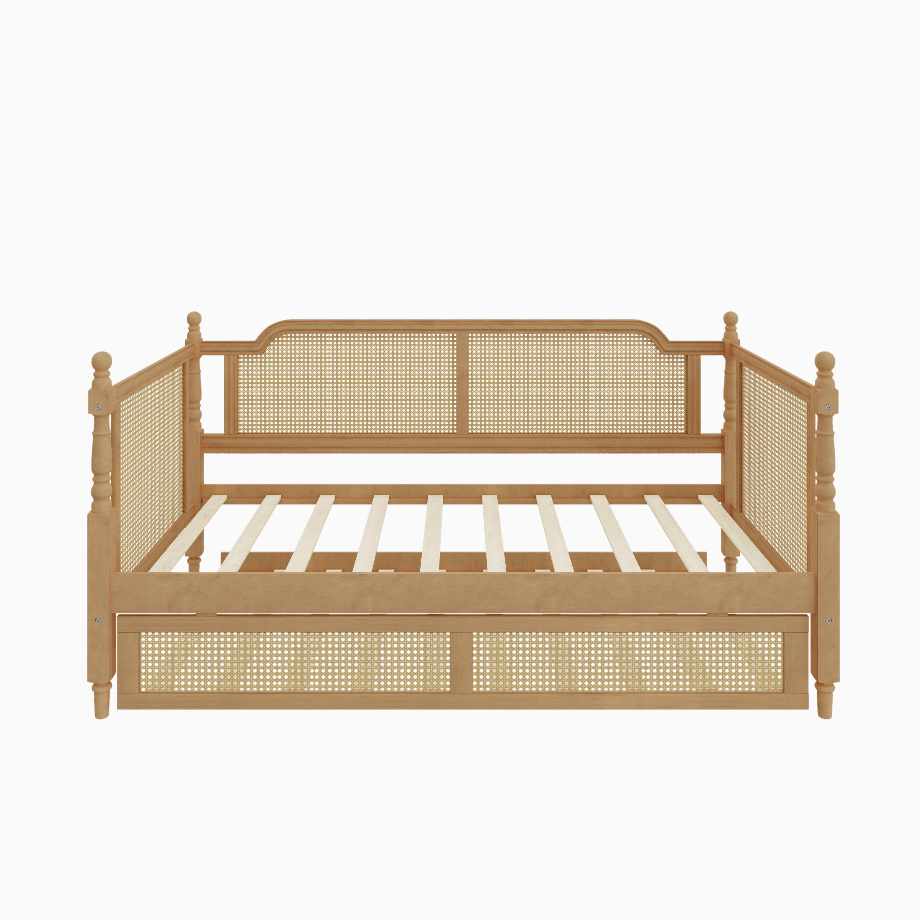 Lit de repos Homy Casa en rotin avec lit gigogne pour chambres et suites d'amis