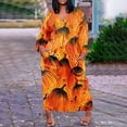 thumbnail image 1 of Qiopertar Vente de Liquidation Robe Longue Imprimée Surdimensionnée Décontractée à Manches Courtes Col en V Longueur Genou Offres de la Semaine Moins de 5$, 1 of 5