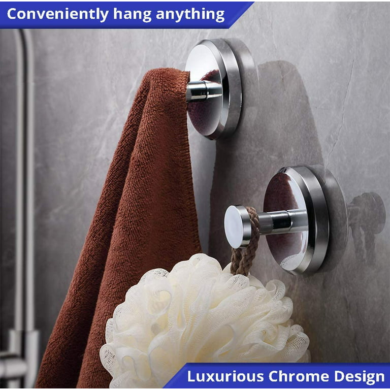 Suction Cup Hooks for Shower Booths and Tiles-Towels, Coats, Bathrobes Hook  Holders, Can Hang 15 Pounds-Waterproof, Rustproof, Chrome-plated 