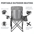thumbnail image 3 of 2 Pack Outdoor Camping Chairs, Folding/Foldable/Portable Chairs with Cooler Pouch, Mesh Backrest and Cup Holder Pocket for Camping, Hiking, Beach, Grey, 3 of 5