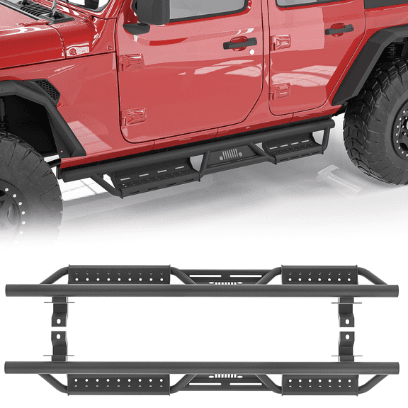 TOKMOWIN Running Boards Compatible with 2018-2024 Jeep Wrangler JL 4 Door, Bolt-on Drop Side Steps Rails Black