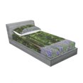 thumbnail image 3 of Ambesonne Floral Fitted Sheet & Pillow Sham Set, Bluebell Flowers Forest, Full, Purple Green, 3 of 3