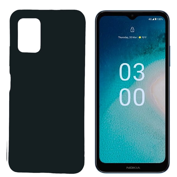 For Nokia C300 N155DL TPU Cover Phone Case   Tempered Glass - Black