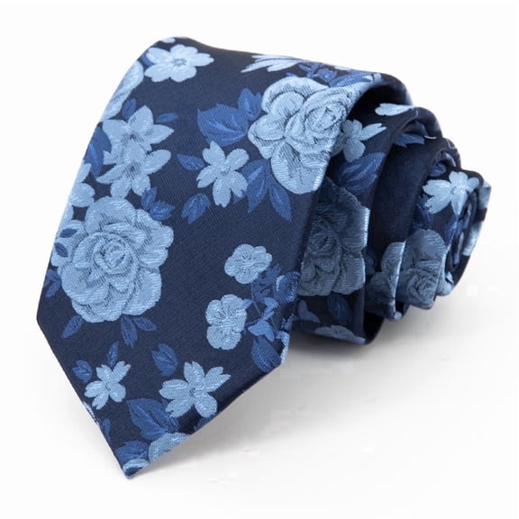 Yongchuantie Fashion Blue Flower Pattern Men's Tie Formal Business 8CM Wide Tie Gift Box