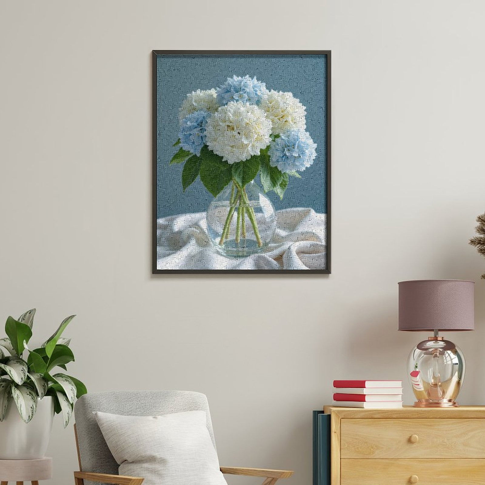 Paint by Numbers Kit for Adults, Blue White Blooms Glass Vase Elegance Paint by Numbers, Easy Paint by Numbers Kit for Adults Beginner, DIY Adult Paint by Number Kits on Canvas, 12x16in Home Decor