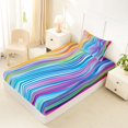 thumbnail image 4 of Castle Fairy Thin Line Rainbow Wave Stripes Twin Sheets 3pcs,Smooth Curved Multitone Abstract Tile Bedding,Yellow Lavender,1 Fitted Sheet,1 Flat Sheet and 1 Pillowcase, 4 of 6