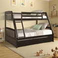thumbnail image 1 of CLEARANCE! TOPMAX Solid Wood Twin Over Full Bunk Bed with Two Storage Drawers, Espresso, 1 of 1
