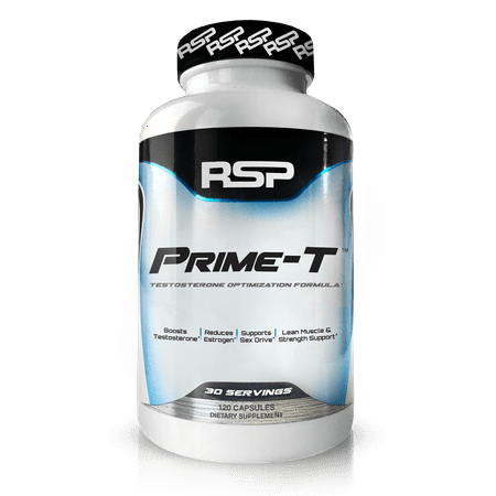 RSP Nutrition Prime-T Natural Testosterone Booster, Lean Muscle Growth, Strength, Stamina & Sleep, 120