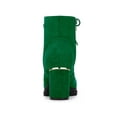 thumbnail image 5 of BLISSFUL STEP Women's Ankle Boots Faux Suede Platform Combat Chunky Heel Lace Up Zipper Lug Sole Boots Green 9, 5 of 8