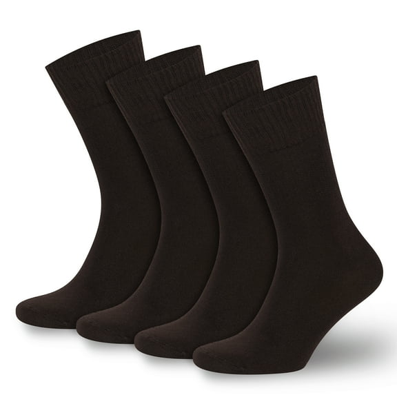 BAMBOOVEN Mens & Womens Rayon Made From Bamboo Diabetic 4 Pairs Crew Socks (US, Numeric, 9, 12, Regular, Regular, Brown)