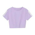 thumbnail image 4 of GXWEA Summer Clothes For Girls 10-12 Girls Summer Outfits Size 10-12 Kids Summer Sport T-Shirt And Shorts Set Plaid Print Clothing Sets Tracksuit 11-12 Years Purple, 4 of 5