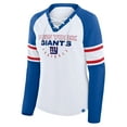 thumbnail image 2 of Women's Fanatics White/Royal New York Giants Redzone Blitz Package Raglan Lace-Up V-Neck Long Sleeve T-Shirt, 2 of 3
