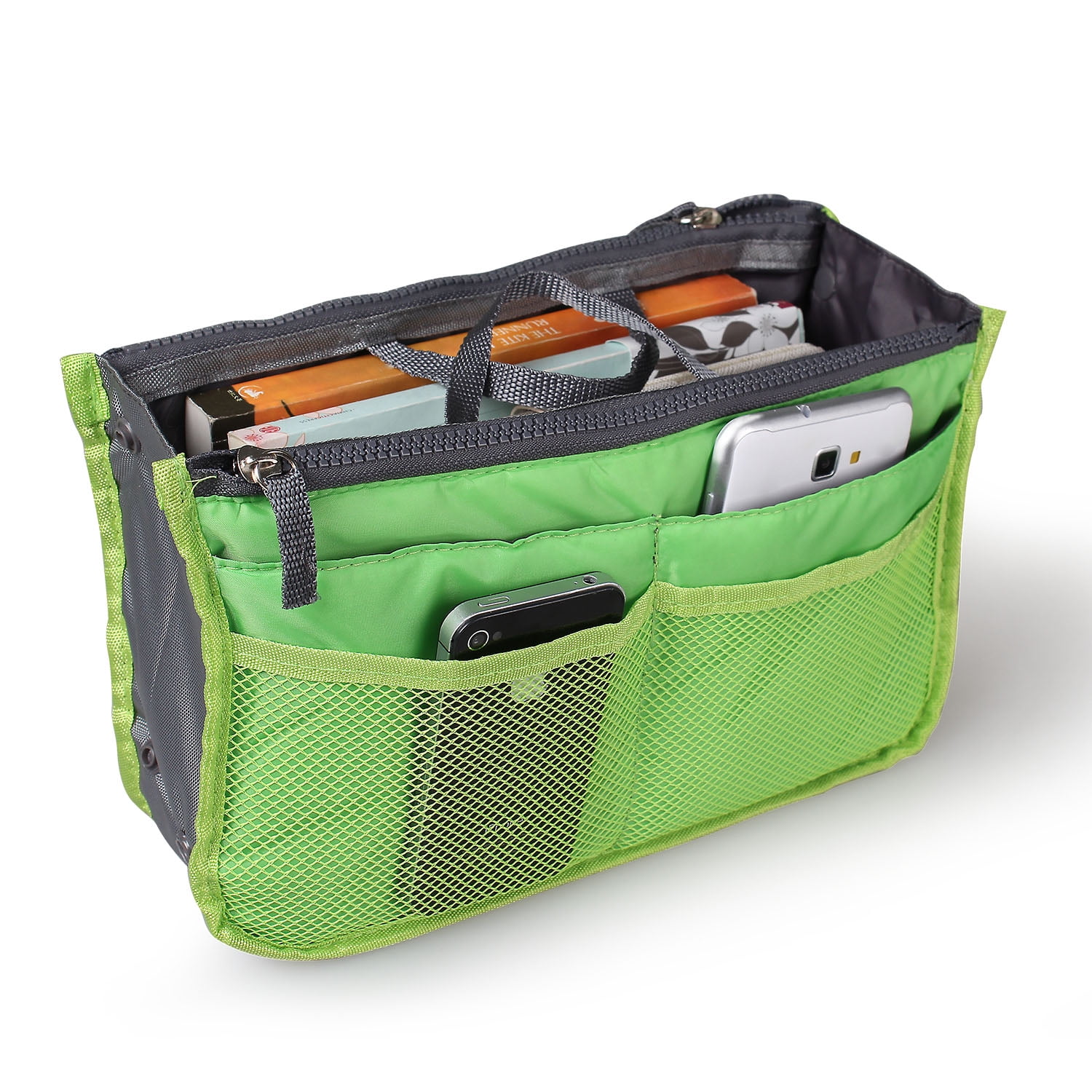 13 Pocket Handbag Insert Bag Expandable Purse Organizer with Hand Strap