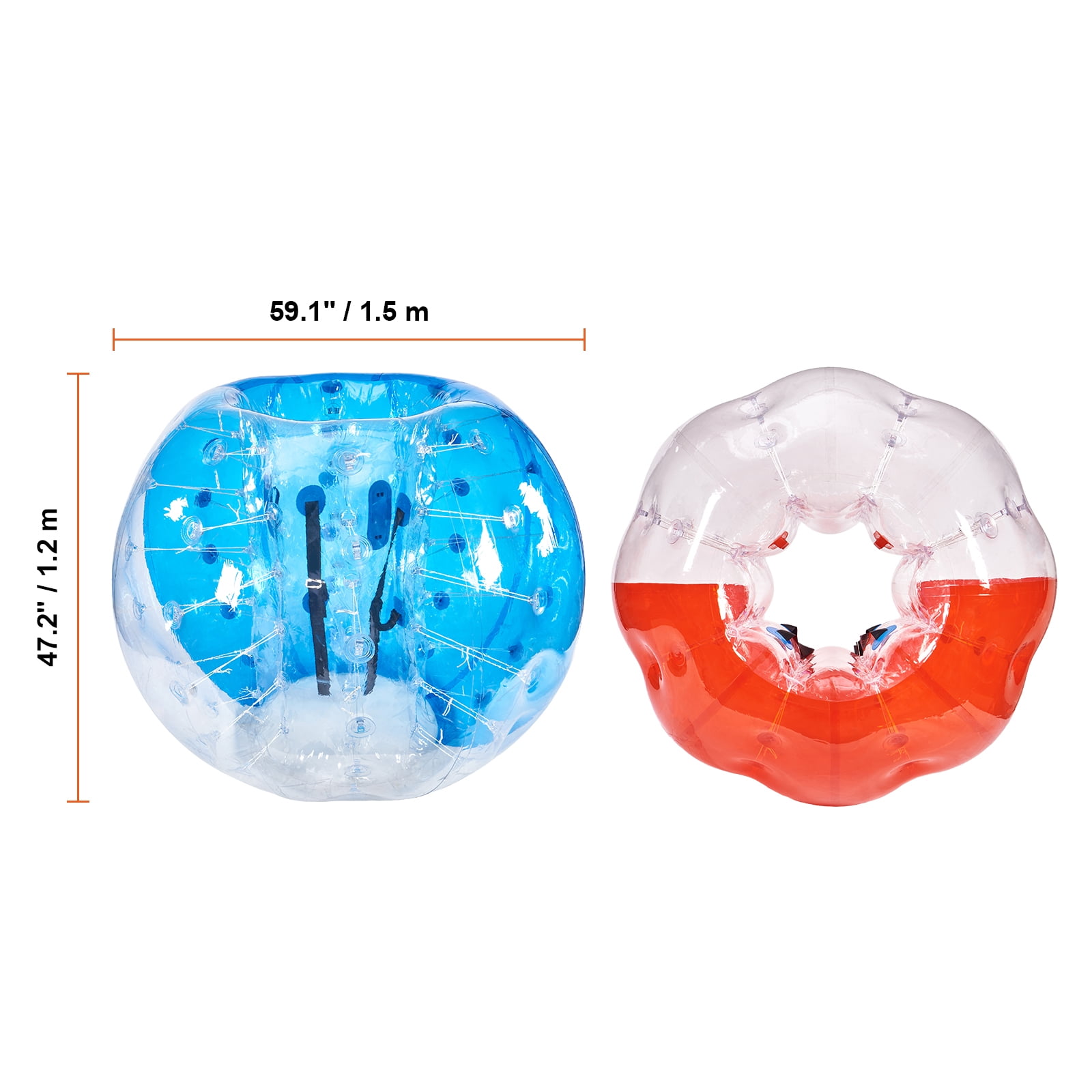 KFFKFF 2-Set Inflatable Collision Spheres, 5FT/1.5M Body-Sized Zorb Spheres for Adolescents & Adults, 0.8mm Durable PVC Human-Sized Hamster Spheres for Outdoor Group Fun