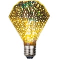 thumbnail image 1 of Bombilla LED decorativa 3D, AC85-220V Bombilla de fuegos artificiales 3D Bombilla Starlight E27 4W Bombilla Edison vintage Decoración navideña Barra navideña Lámpara LED de vidrio Blanco cálido(Diaman, 1 of 5