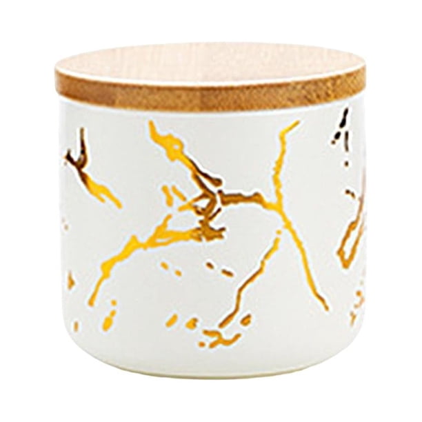 Azucarero de cerámica moderno con tapa de bambú, estante decorativo para condimentos, almacenamiento de alimentos Blanco S