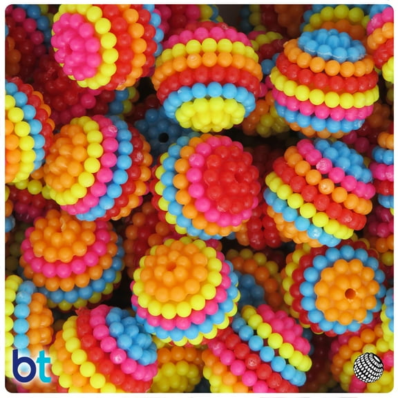 BeadTin Rainbow Opaque 20mm Berry Plastic Beads (10pcs)