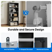EDX 5 Tier Bookcase Storage, 53 Inch Large Tall Floor Standing Open Bookshelf for Home Office, Living Room, and Bedroom, Black