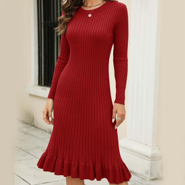 white christmas dresses Wool Winter A-Line Dress 3XL / Dark Chocolate
