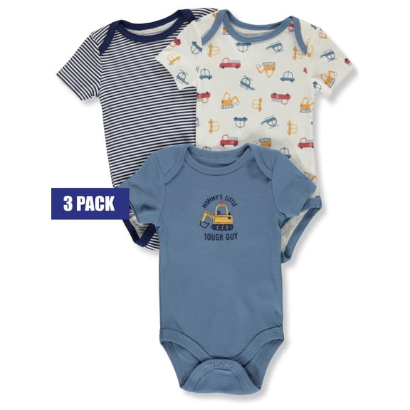 Baby Views Baby Boys' 3-Pack Trucks Bodysuits Color: blue/multi Size: 6 - 9 months