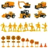 Mnycxen 1:64 Alloy Engineering Truck Excavator Forklift With 24 Sets Of Road Signs