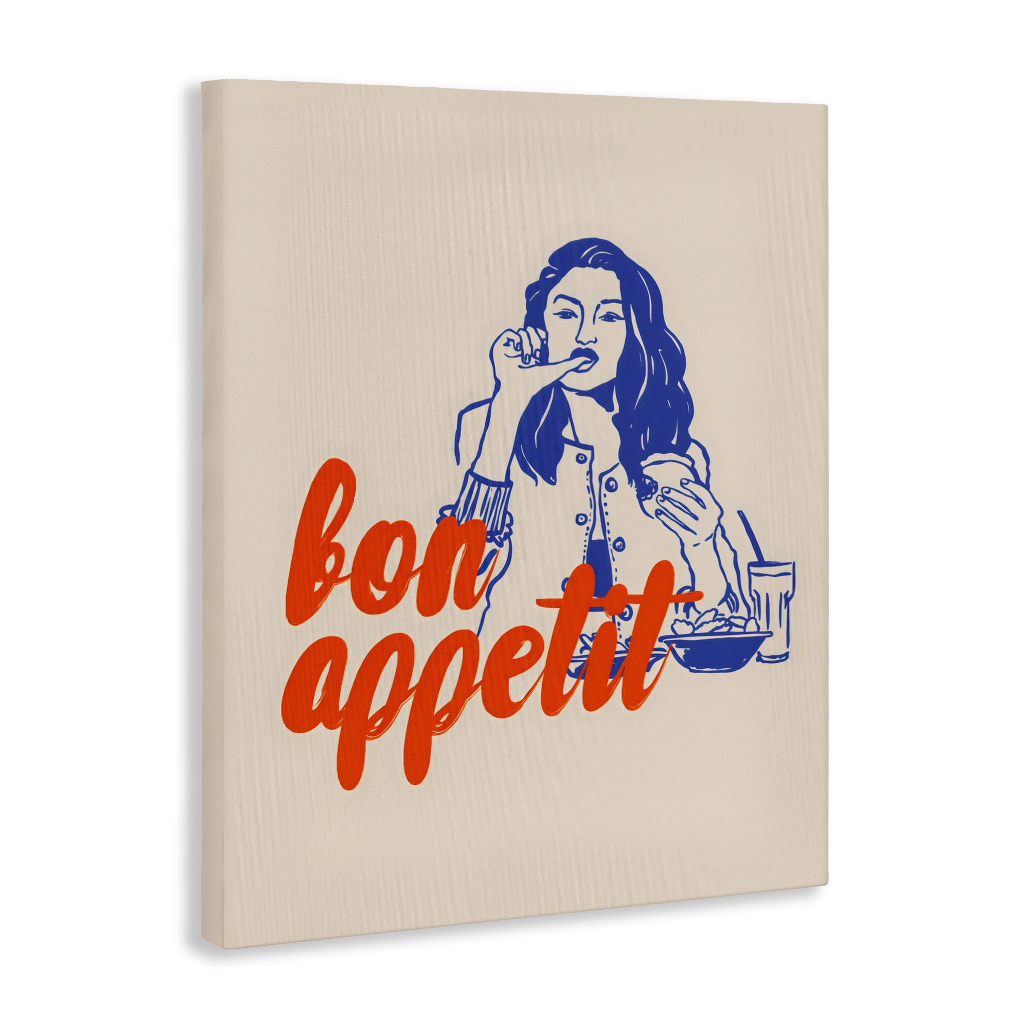 Stupell Industries Bon Appetit Woman Enjoying Meal Canvas Wall Art, design by The Prints Vibe