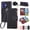 Black, variant on For iPhone 15 6.1" Wallet Case Magnetic Flip Cover Multi-Card Slots Zipper Pocket With Circular Buckle Detachable Shoulder Strap And Wrist Strap,Red,For iPhone 15