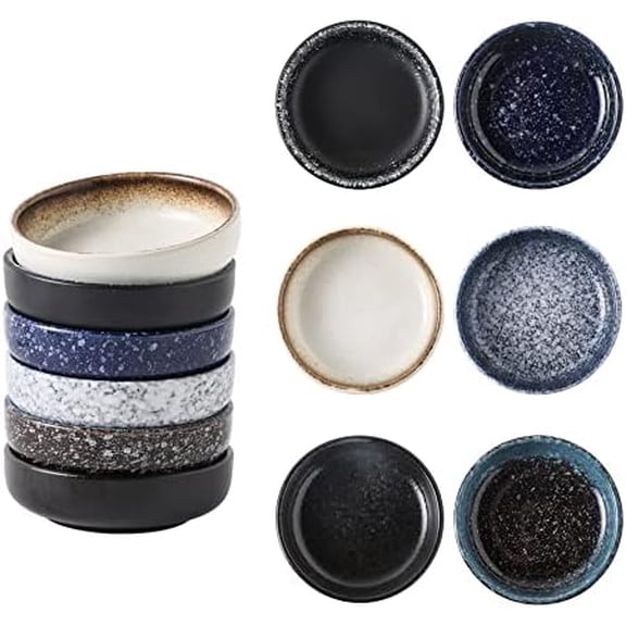 3.3 Inch Soy Sauce Dish Dipping Bowls 2.5oz Side Dishes Small Appetizer Pinch Bowls Set of 6$$Home Decor, Kitchen, & Other