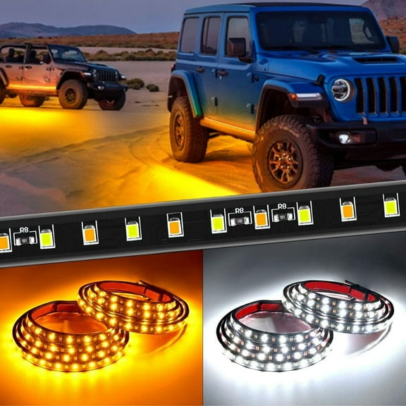 Nilight Truck Running Board Lights 2PCS 60 inch LED Side Maker White Courtesy Light & Sequential Amber Turn Signal Lighting Strips Kit for Trucks Pickup SUV