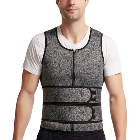 

Men Sports Vest Zipper Sleeveless Body Shaping Fast Dry Body Shaper For Running Cycling Fitness L Gray