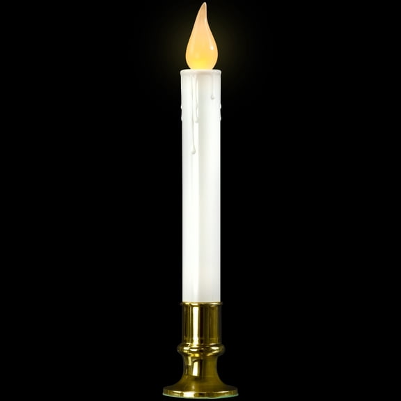 Northlight LED Flickering Christmas Candle Lamp with Brass Base - 9"